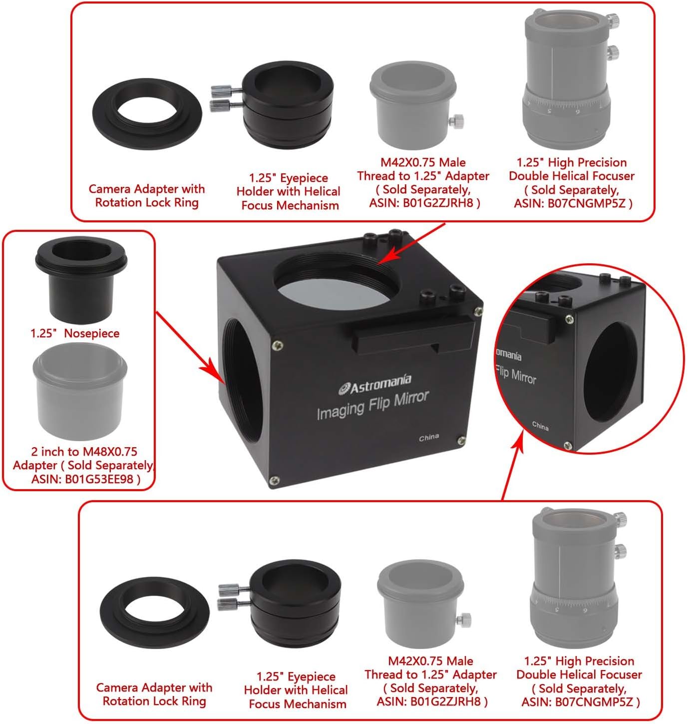 Astromania 1.25" Astrophotography Flip Mirror - The flip Mirror for Precise Focusing