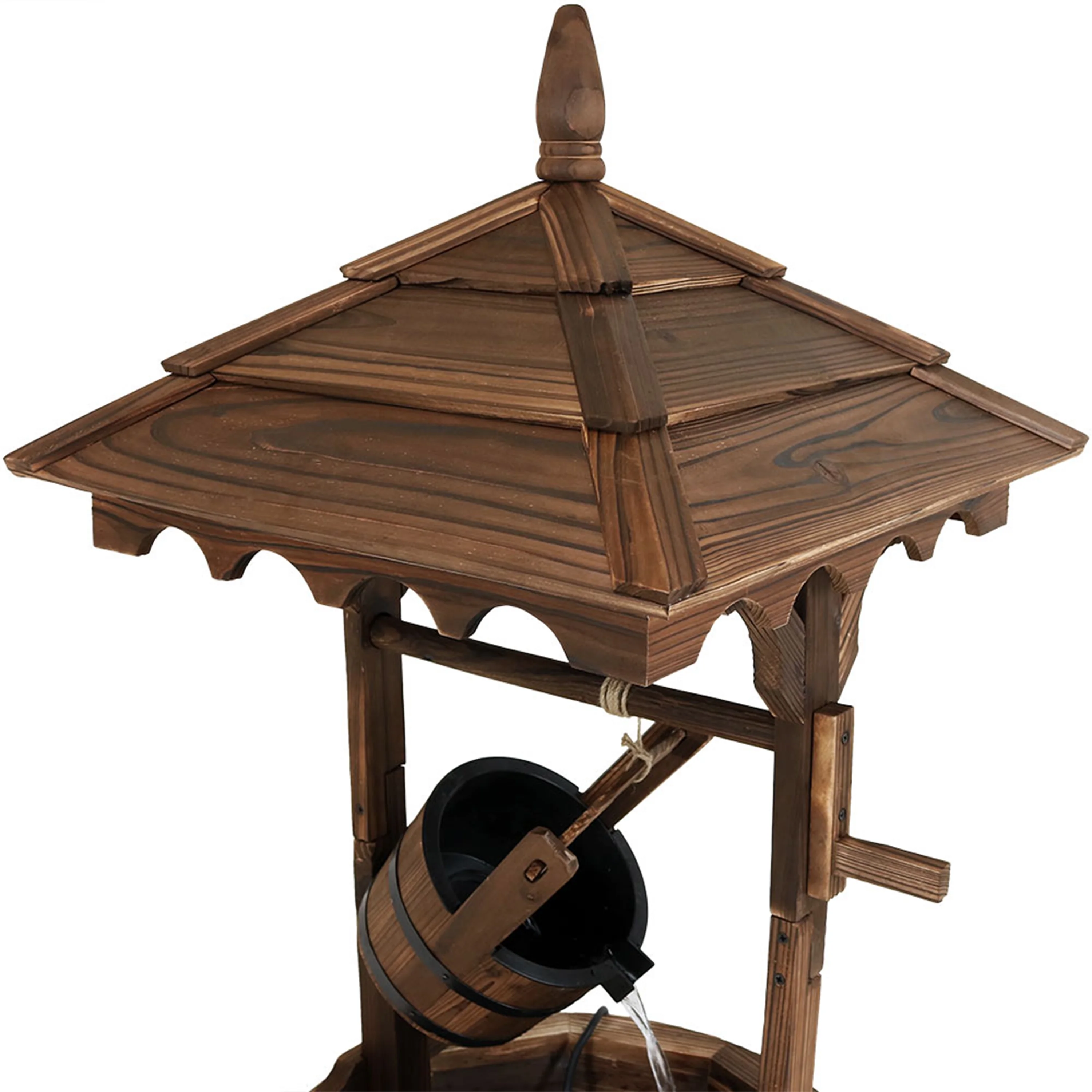 Sunnydaze Old-Fashioned Wood Wishing Well Fountain with Liner - 48" H
