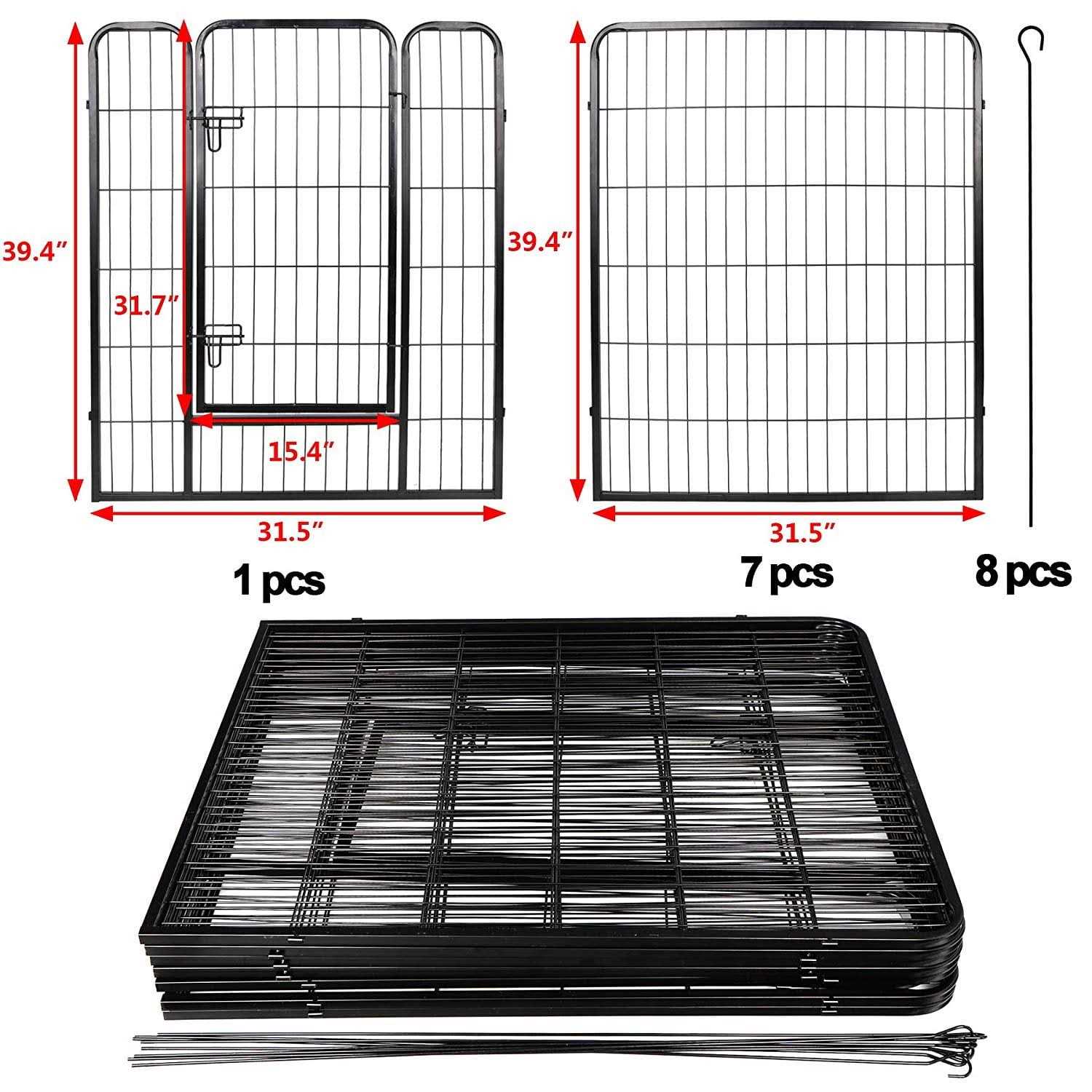 ZENSTYLE 39 Height Foldable Metal Exercise Pen &amp; Pet Playpen Puppy Cat Exercise Fence Barrier Playpen Kennel - Pet Supplies online store