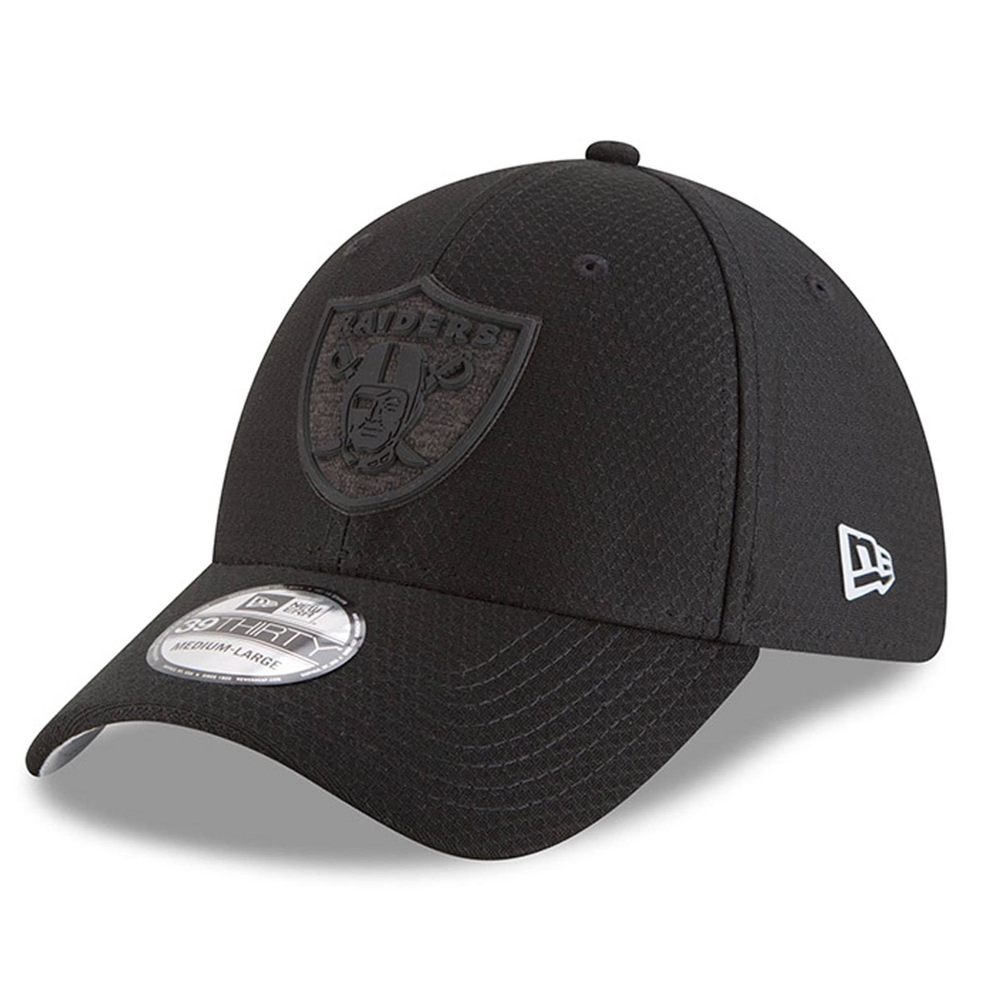 New Era Oakland Raiders 2018 NFL Training Camp Primary Black 39THIRTY Flex Hat