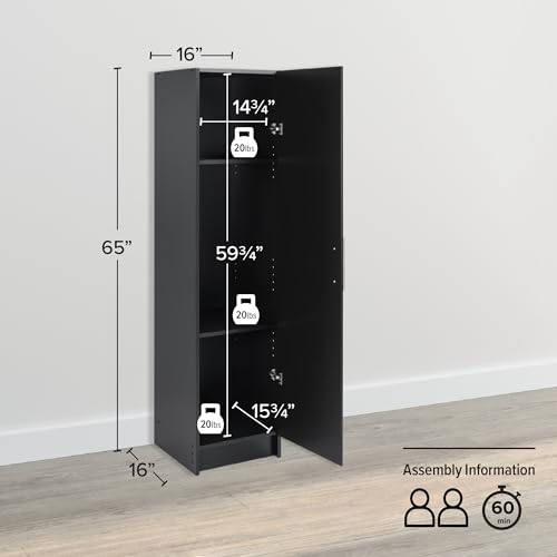 Prepac Elite 16" Storage Cabinet, White Storage Cabinet, Bathroom Cabinet, Pantry Cabinet & Elite 16" Wall Cabinet, White Storage Cabinet, Bathroom Cabinet, Pantry Cabinet