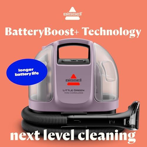 BISSELL Little Green Mini Cordless Portable Carpet and Upholstery Deep Cleaner, Car/Auto Detailer, with HydroRinse Self-Cleaning Tool and 4" Tough Stain Tool, 4015
