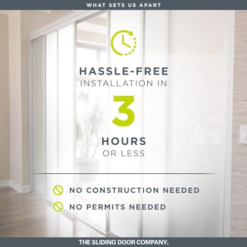 TSDC Large 90"x80" Triple Pane/Door Multi Sliding Glass Wall Interior Room Divider with Aluminum Framed Clear See-Through Tempered Glass for Residential & Commercial Spaces (White, 90" W x 80" H)