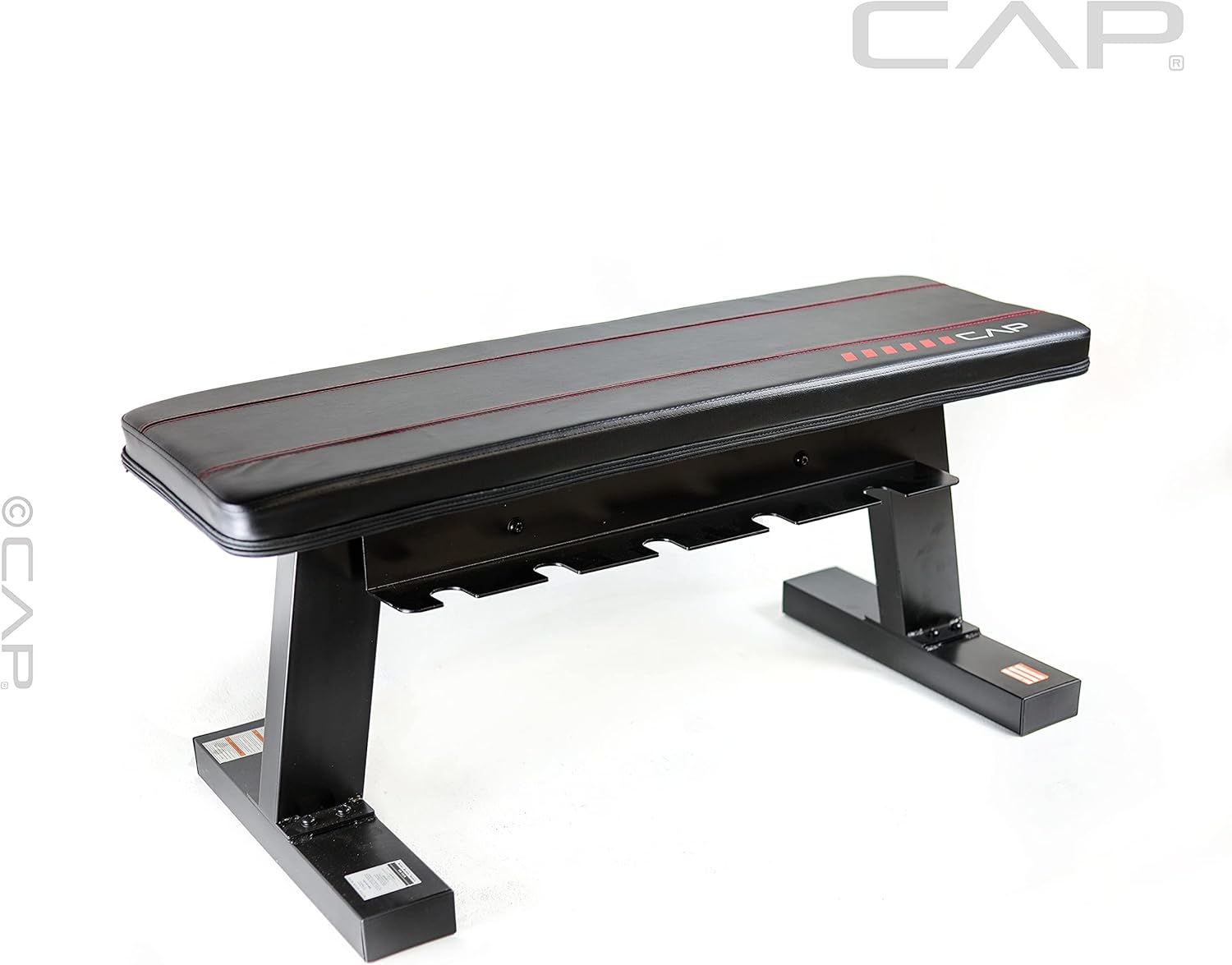 CAP Barbell Flat Bench with Dumbbell Storage and 150 lb Hex Coated Dumbbell Set