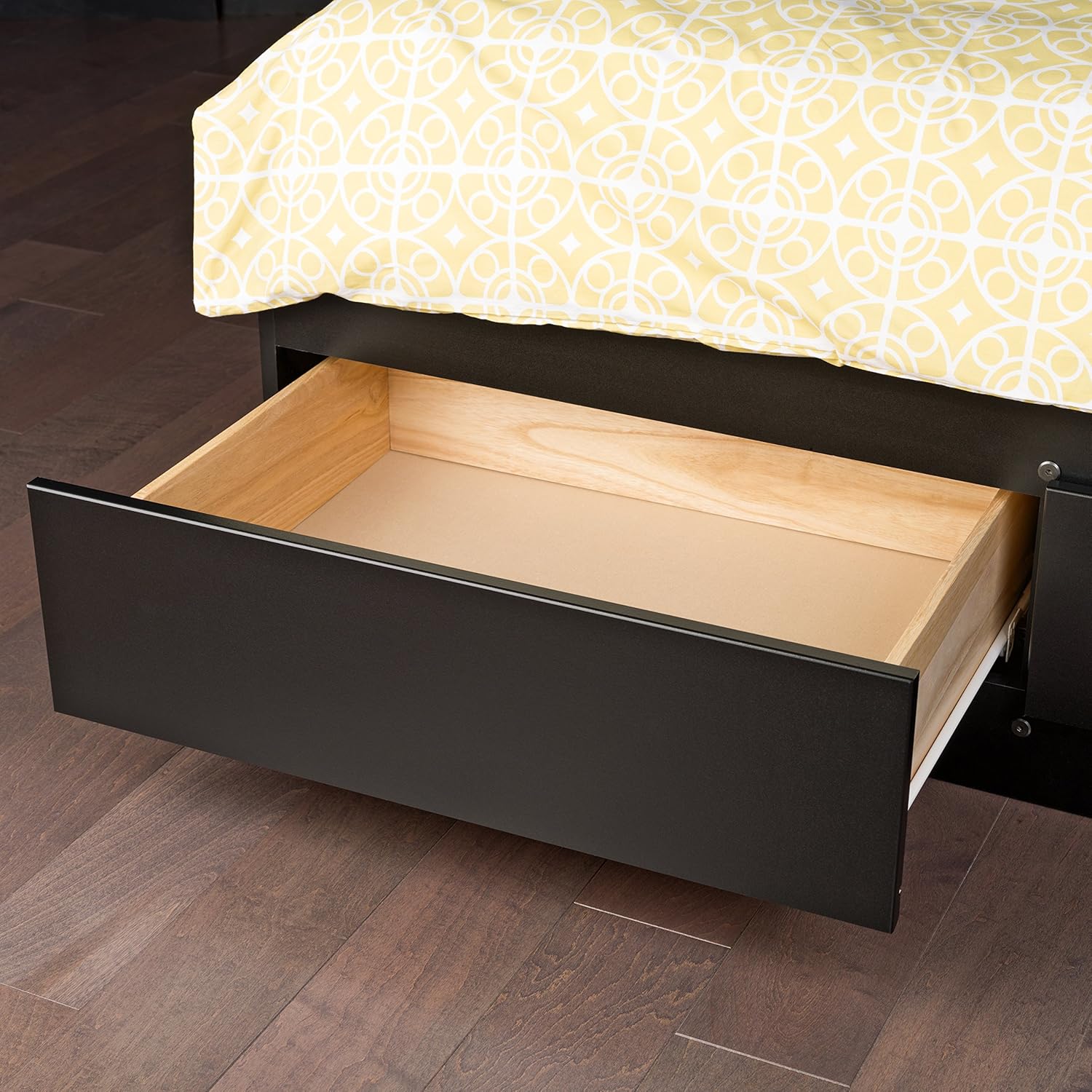 Prepac Full Mate's Platform Storage Bed with 6 Drawers, Black Freestanding Full/Queen Headboard with Bookcase