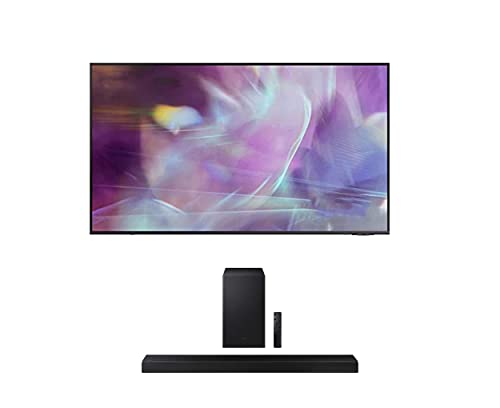 Samsung Q60AA QLED Q60 Series 4K Smart TV Titan Gray with a Samsung Soundbar (2021)