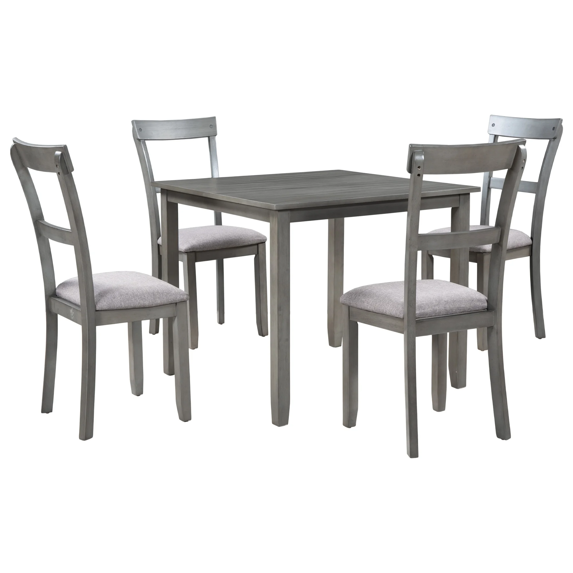 5 Piece Kitchen Table Set Farmhouse Dining Sets, Wooden Dining Table & 4 Upholstered Chairs for Small Space Dining Room, Gray