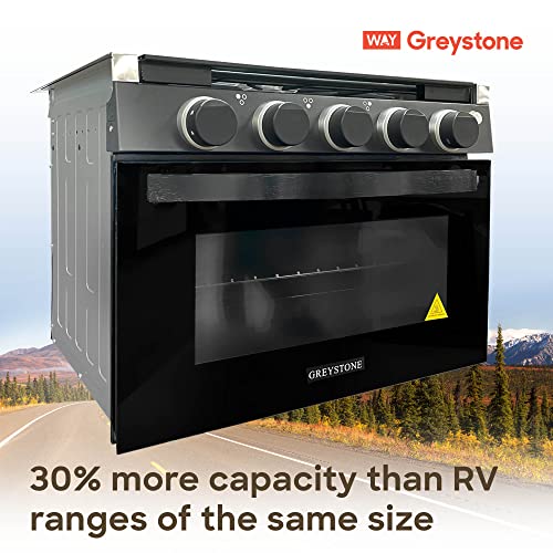 Greystone, 12 Volt RV Gas Range and Cooktop, Stove and Oven Combo, 17 Inch