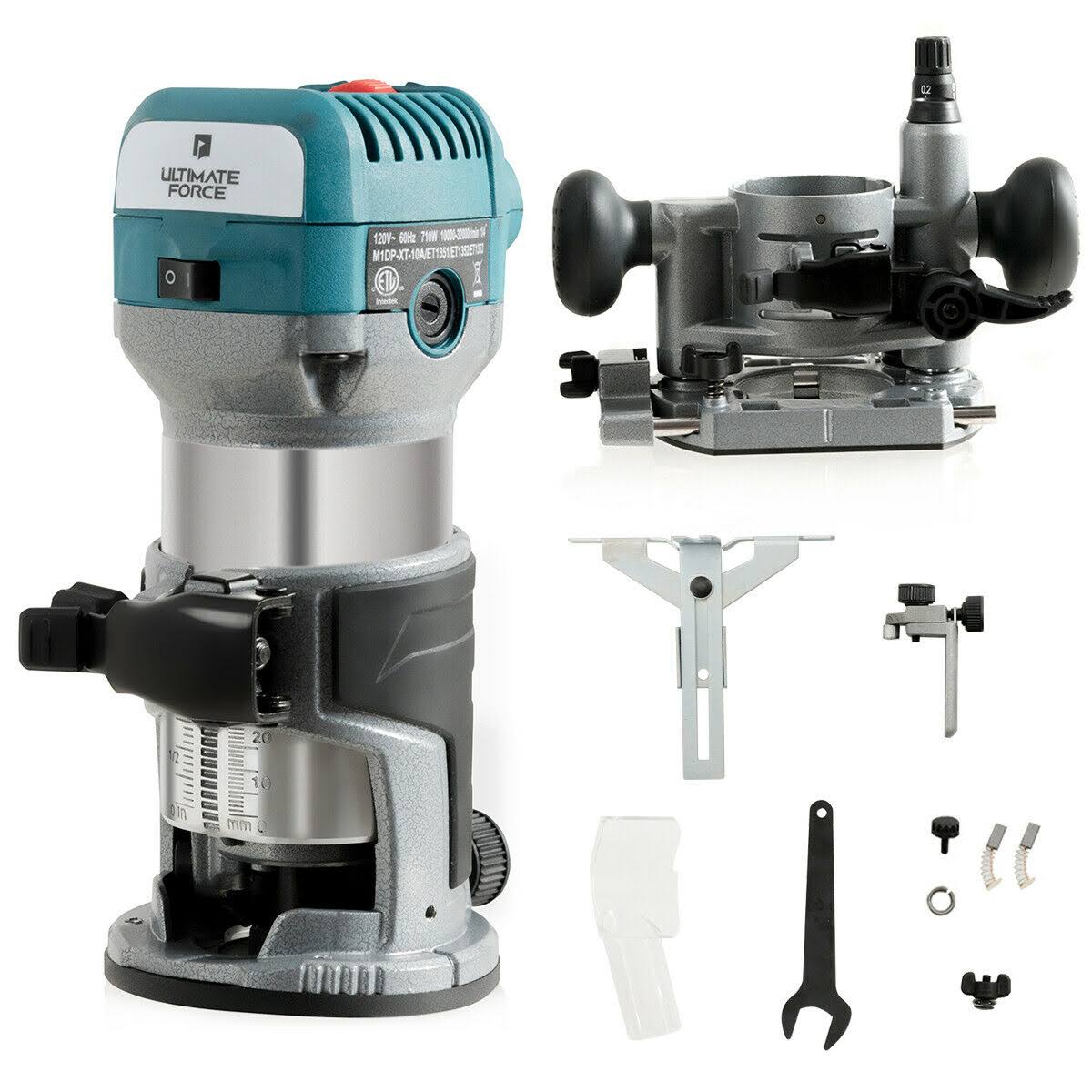 1.25HP Palm Router Kit Variable Speed Woodworking with Plunge Base