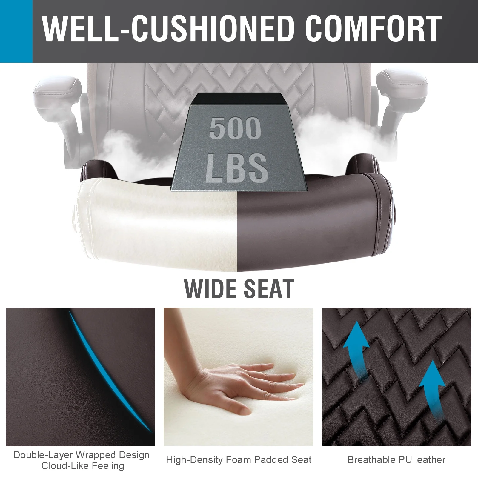 Executive Ergonomic Office Chair - Big and Tall Office Chair for Heavy People,Brown