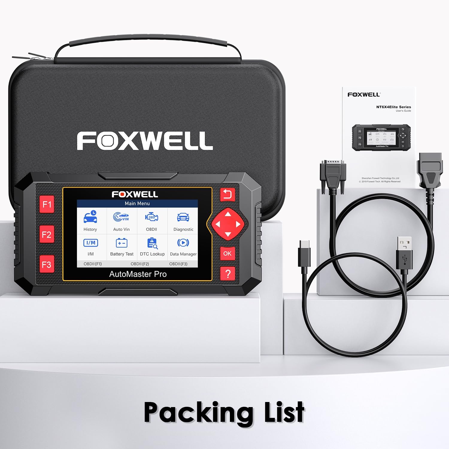 2024 Newest FOXWELL NT604 OBD2 Scanner ABS SRS, Check Engine Code Reader with Airbag Scanner, Transmission Code Reader Car Diagnostic Tool with Battery Test, English/Spanish Ver，Lifetime Free Update