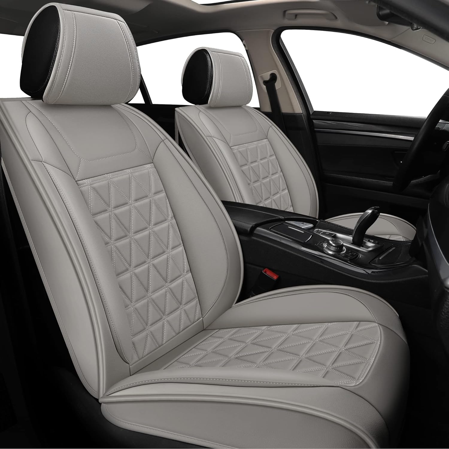 YUHCS Full Set Car Seat Covers - Faux Leather Non-Slip Vehicle Cushion Cover, Waterproof Car Seat Protectors Automotive Interior Accessories for Most SUV Cars Pickup Truck Brown