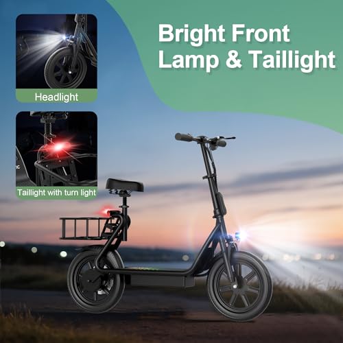 NAVIC Electric Scooter Adults,27Mile Range,Top Speed 22Mph,750W Peak Motor,14'' Pneumatic Tires,Electric Scooter for Adults,Foldable e Scooter with Back Basket