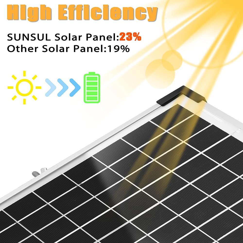 SUNSUL 30 Watt 12V Solar Panel Kit Battery Maintainer Trickle Charger, with Waterproof 5A 12V/24V PWM Solar Charge Controller and Adjustable Solar Panels Mount Rack Bracket (30 Watt with Accessories)