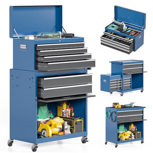 Tool Chest,5-Drawer Rolling Tool Storage Cabinet with Enhanced Packaging, Detachable Top Tool Box, Metal Tool Cart for Garage Workshop,Black, ATC001BK