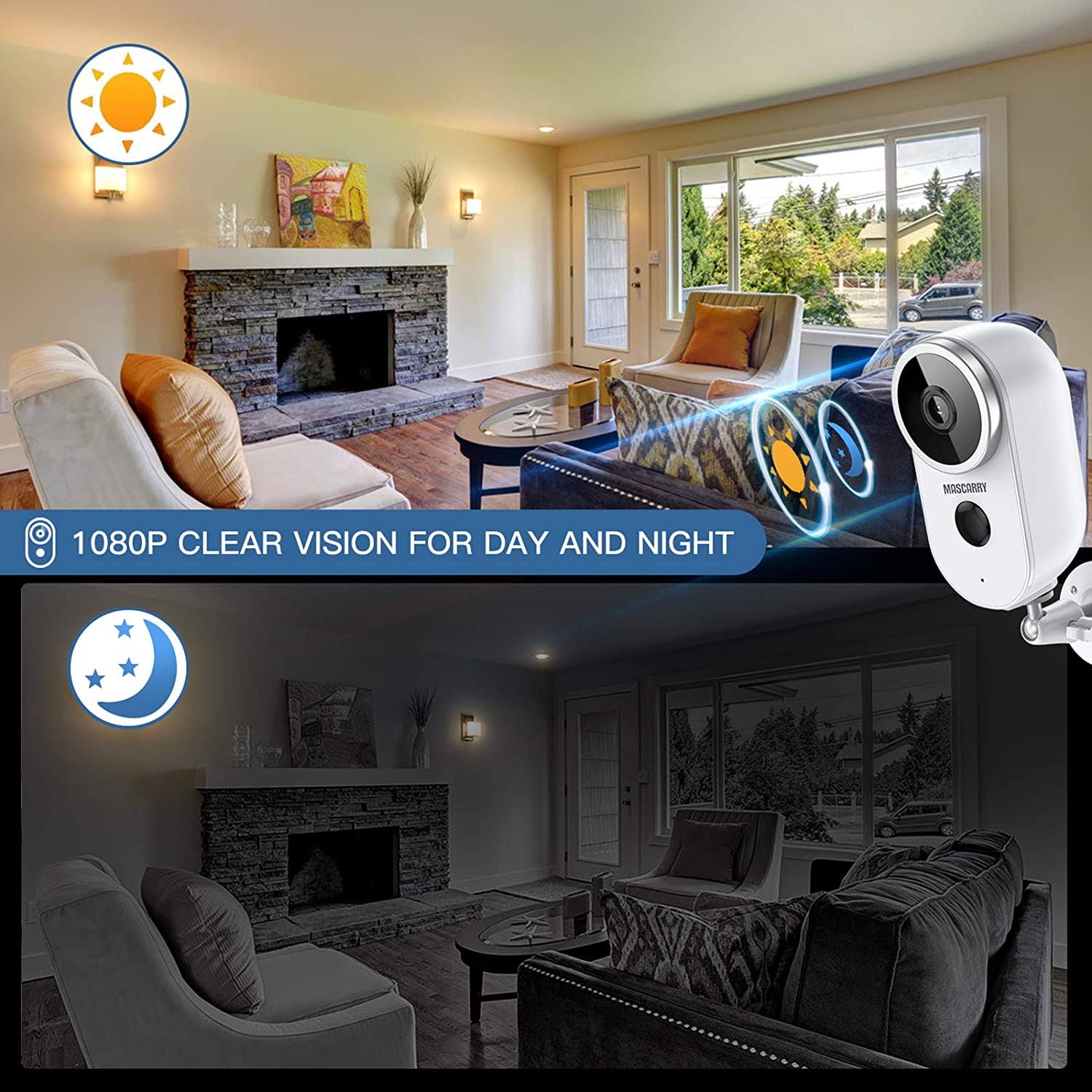 Wireless Outdoor Security Camera 1080p Rechargeable Battery Powered WiFi Camera with Night Vision, Motion Detection, 2