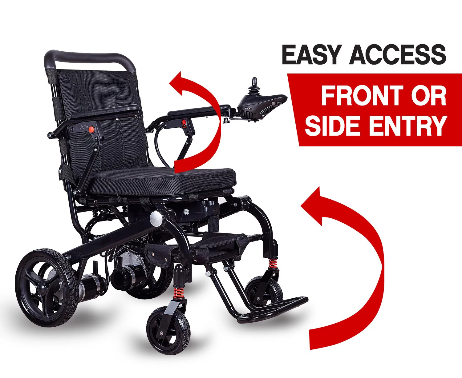 Lightweight (Net Weight 40lbs) Foldable Electric Wheelchair - Black