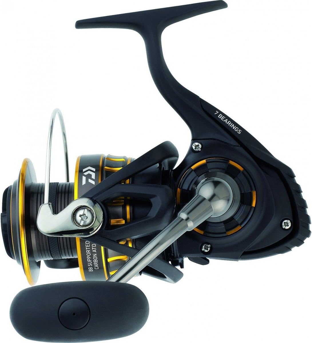 Daiwa BG8000 BG Saltwater Spinning Reel, 8000, 5.3: 1 Gear Ratio, 6+1 Bearings, 53.30" Retrieve Rate, 33 lb Max Drag, Black/gold