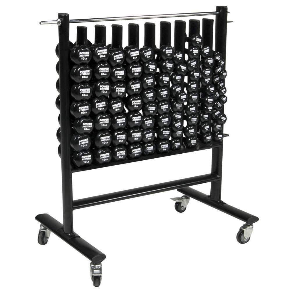 Power Systems 61799 Neoprene-Vinyl Dumbbell Storage Rack with Casters