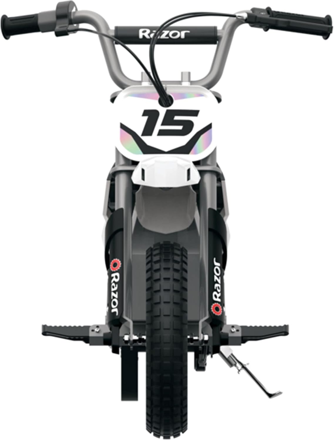Razor Dirt Rocket 24 Volt Electric Toy Motocross MX400 Dirt Bike with Hand-Operated Brakes and Retractable Kickstand, White (2 Pack)