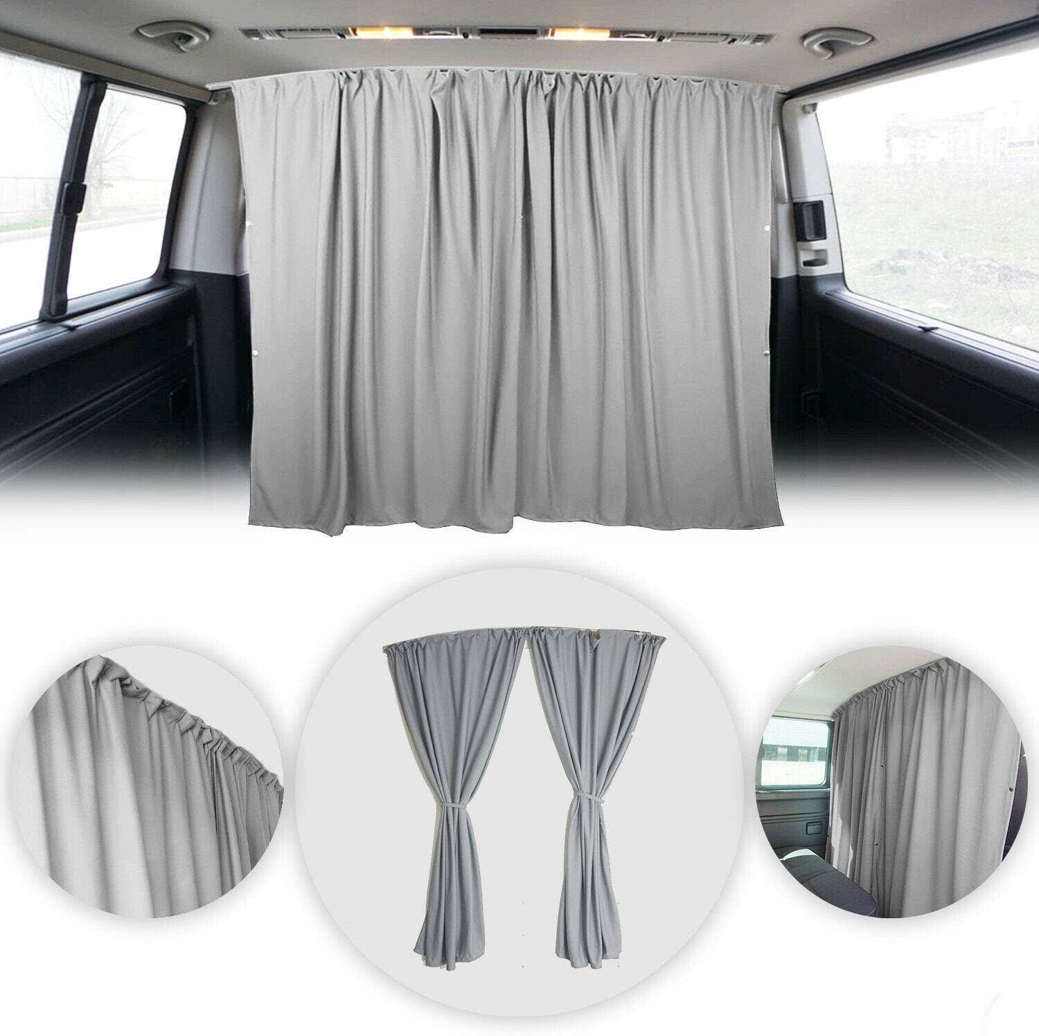 OMAC Van Cab Divider Curtains Campervan Sunshade Blinds Kit Grey | Fits Mercedes Sprinter Accessories 2 pcs. Curtains 1pcs. Profiles Screws
