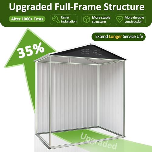 10x10 FT Outdoor Storage Shed, Metal Garden Tool Shed with Updated Frame Structure, Lockable Doors and Windows, Ideal for Backyard Garden Patio Lawn, Grey
