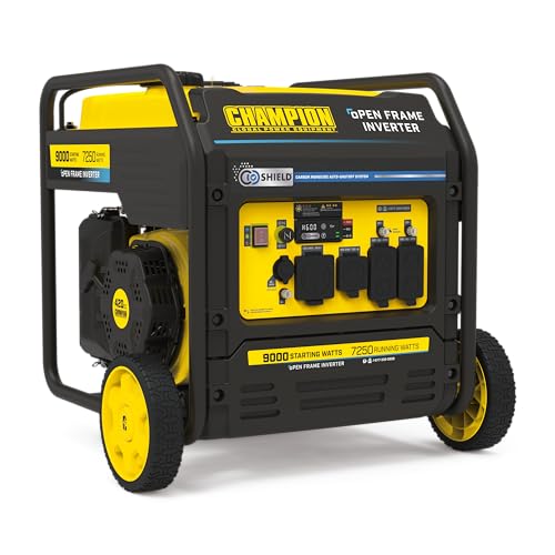 Champion Power Equipment 9000-Watt Electric Start Tri Fuel Home Backup Portable Open Frame Inverter Generator with Quiet Technology and CO Shield