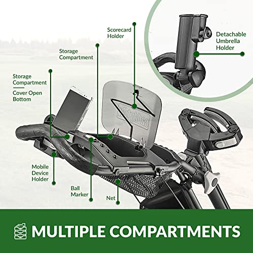 Caddytek CaddyLite EZ V8 3 Wheel Golf Push Cart - Golf Trolley Foldable Collapsible Lightweight Pushcart with Foot Brake - Easy to Open & Close