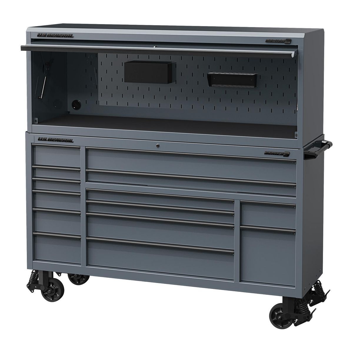 U.S. GENERAL 72 in. x 22 in. Triple-Bank Roll Cab, Series 3, Slate Gray