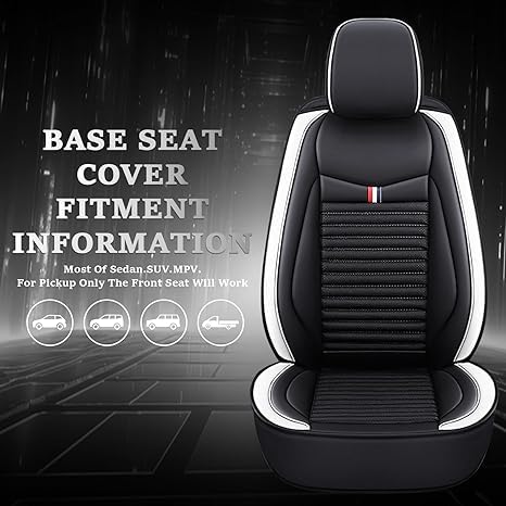 Seat Covers Fit for Toyota Corolla 2000-2024,5 Seats Custom Fit Leather Cover Protector Cushion,Automotive Vehicle Auto Interior Covers(Black White,Premium Full Set with Pillow)