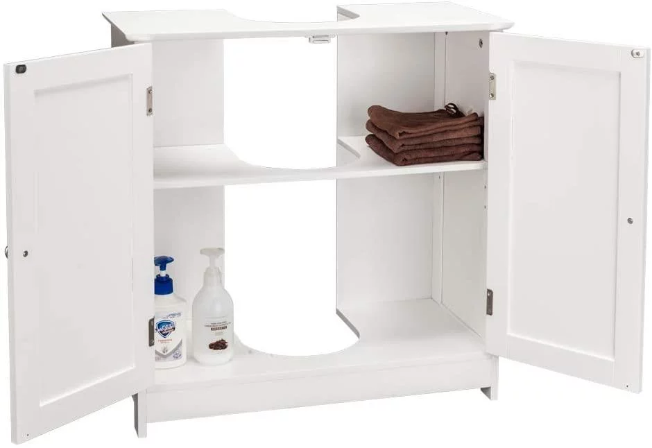 Pedestal Under Sink Storage Bathroom Vanity Cabinet Freestanding Space Saver Organizer with Shelves, White