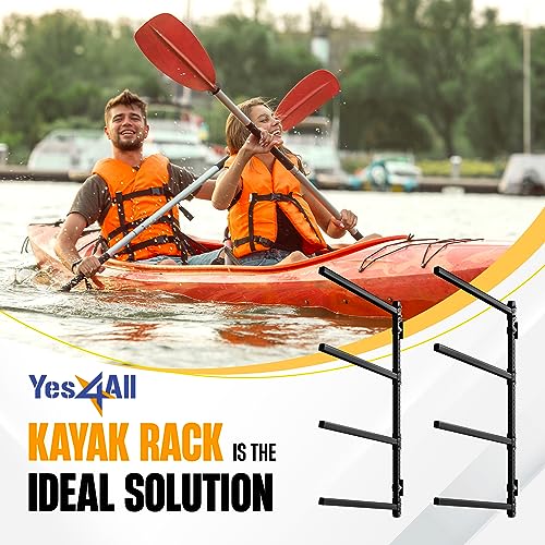 Yes4All Kayak Wall Rack 400lbs 4 Adjustable Levels Kayak Storage Rack for Garage Heavy Duty Kayak Racks