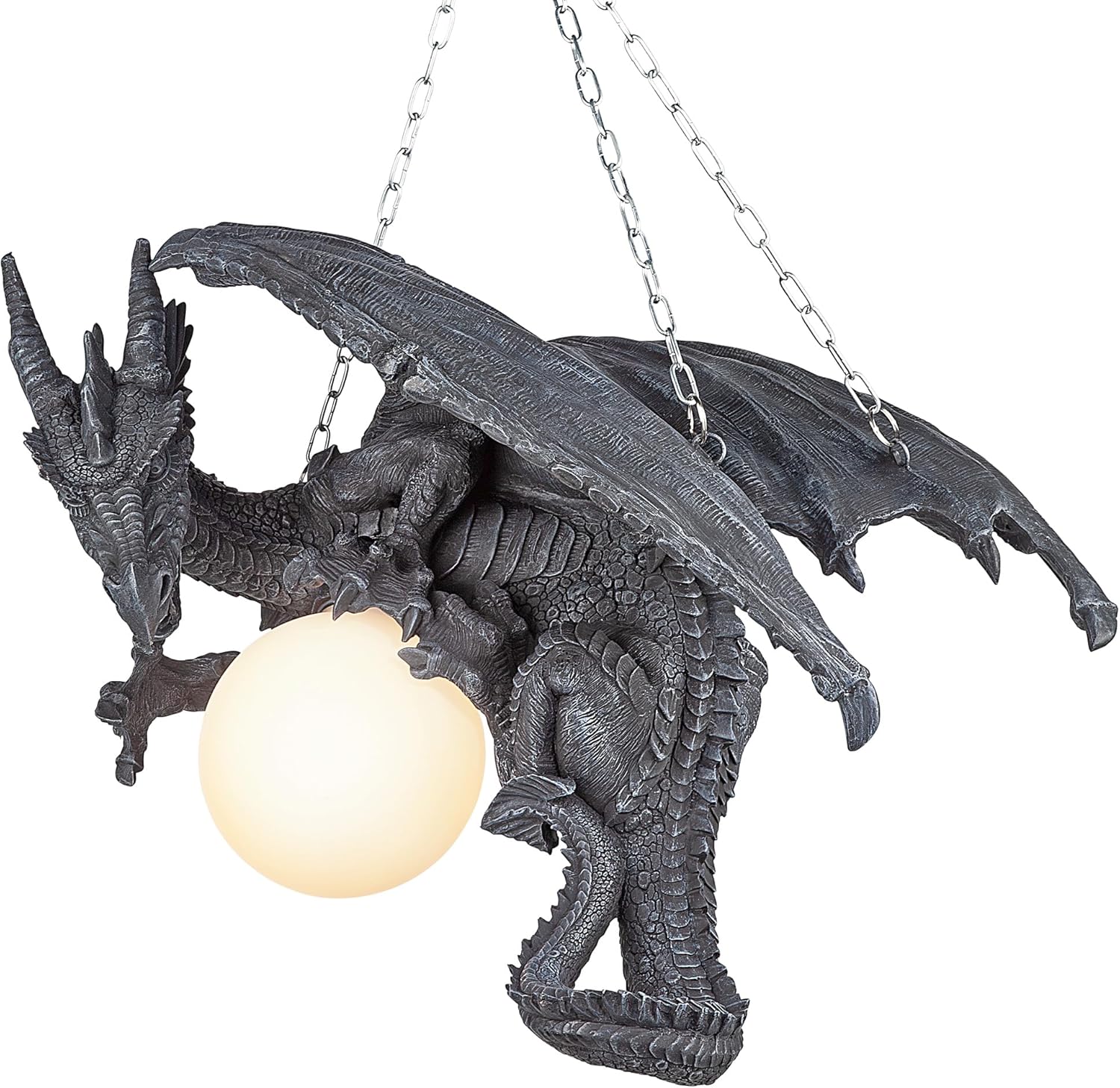 Design Toscano Nights Fury Dragon Gothic Decor Hanging Light Fixture, 21 Inch, Greystone
