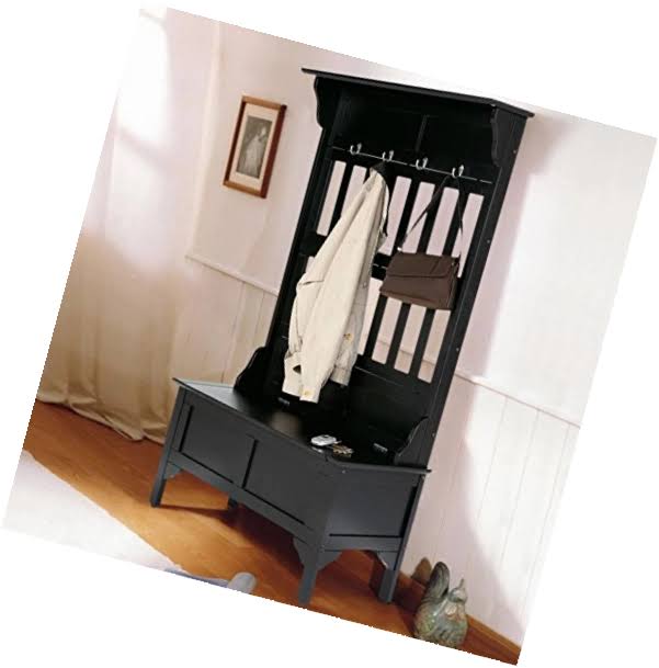 Home Styles Hall Tree u0026 Storage Bench (Black)