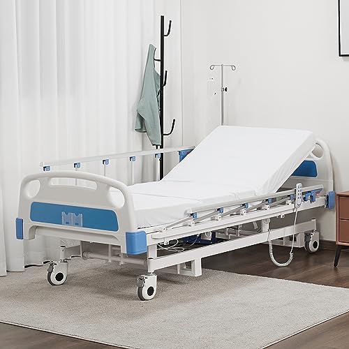 Premium 3 Function Electric Hospital ICU Bed with Mattress & IV Pole.