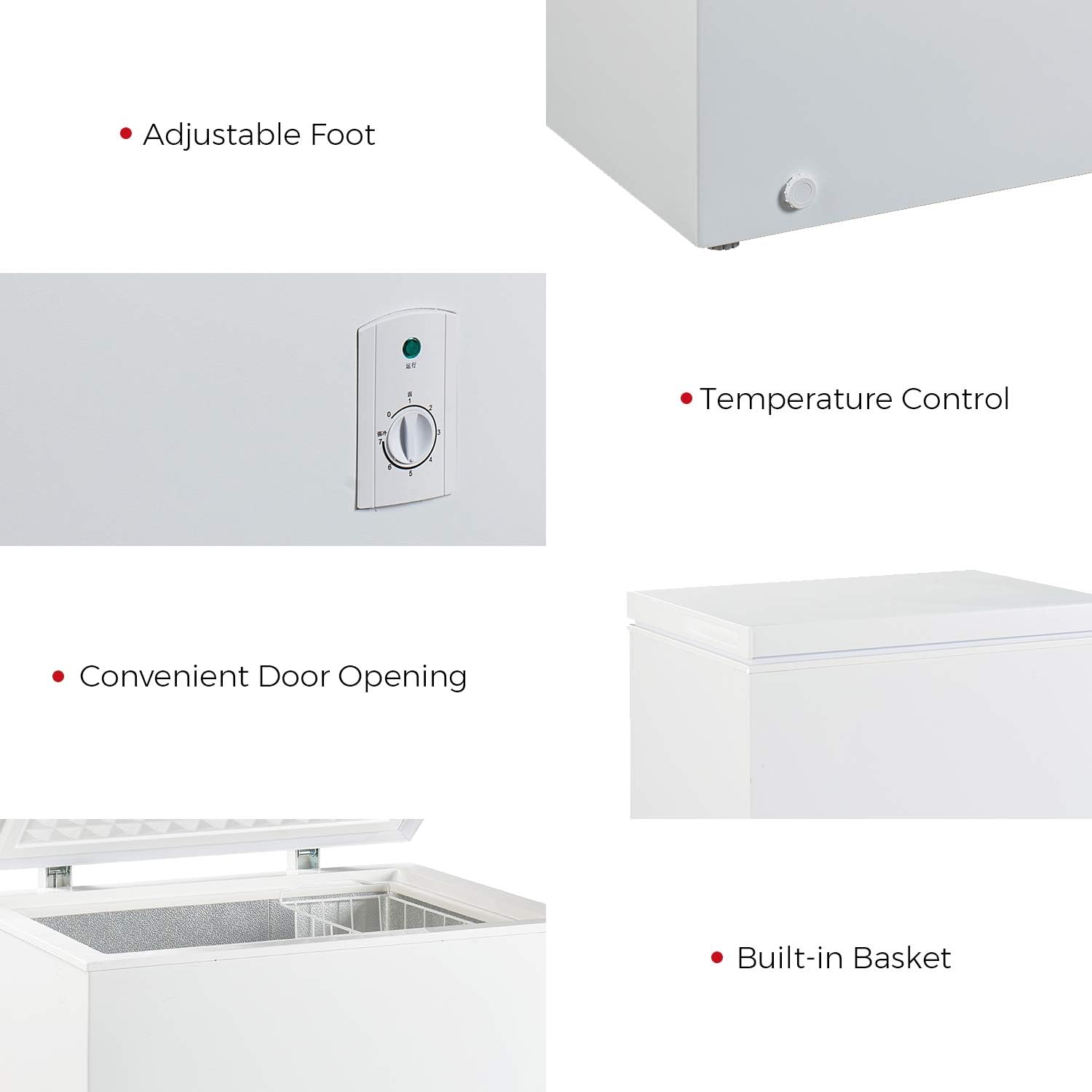 KEG 7.0 Cubic Feet Top Chest Freezer with Adjustable Thermostat and Removable Storage Basket, Freezing Machine for Home and Kitchen (7 cu ft)