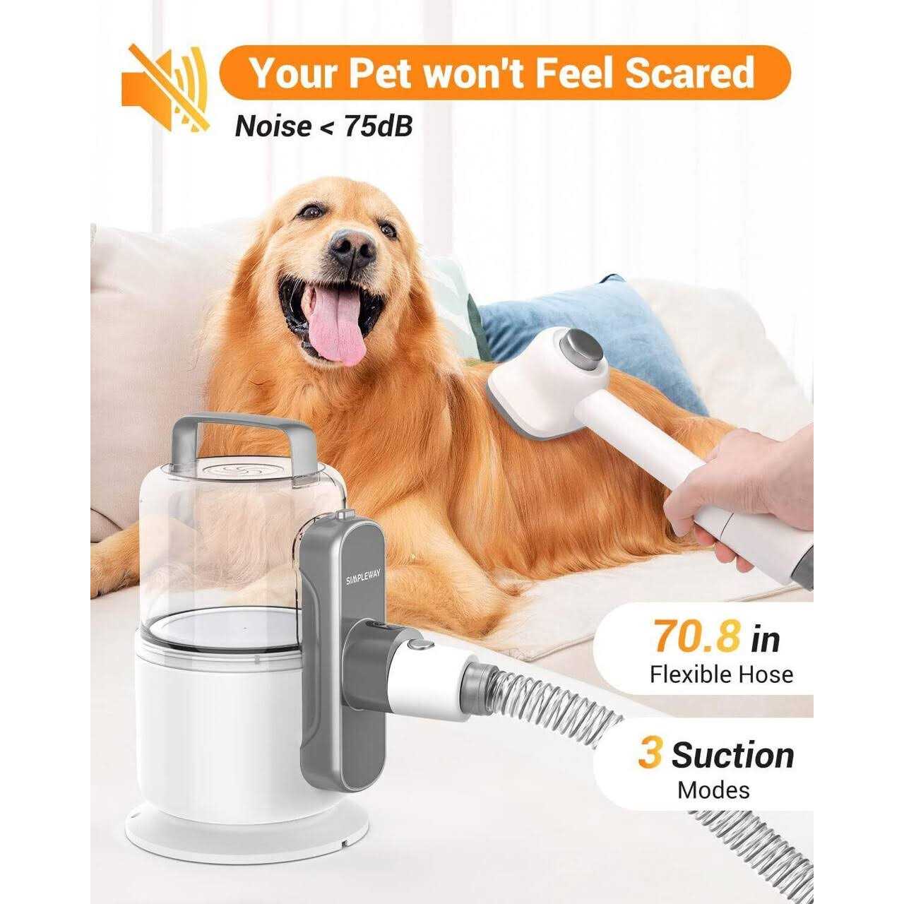 Simple Way Pet Grooming Vacuum, 6 in 1 Dog Grooming Kit with 3 Suction Mode and - Pet Supplies online store