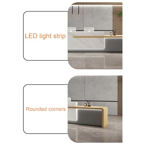 Reception Desk with Counter,Open Front Desk Reception Counter with Lockable Drawer & Door Cabinet, Salon Reception Modern Large Counter Table for Store Shop Office,B,L 120cm/47in