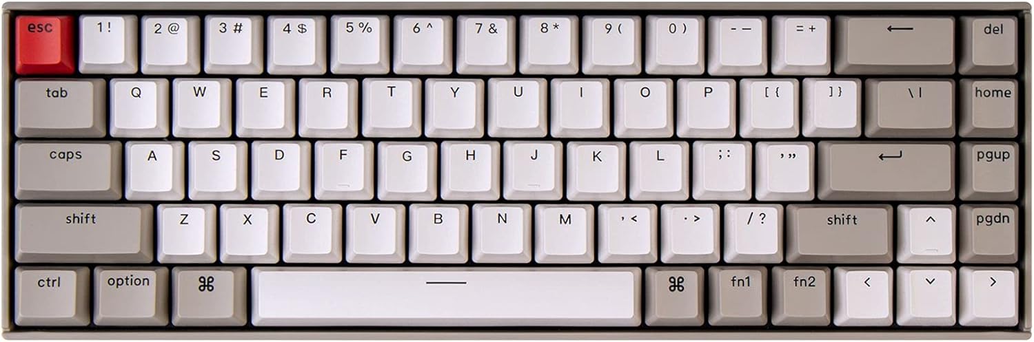 Keychron K6 68-Keys Wireless Mechanical Keyboard for Mac, 65% Compact, Bluetooth, Multitasking, Type-C Wired Gaming Keyboard for Windows Non-Backlit with Keychron Red Switch