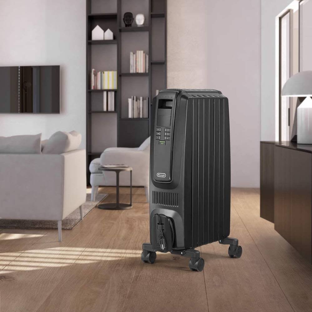 De&Longhi Oil-Filled Radiator Space Heater, Quiet 1500W, Adjustable Thermostat, 3 Heat Settings, Timer, Energy Saving, Safety Fe