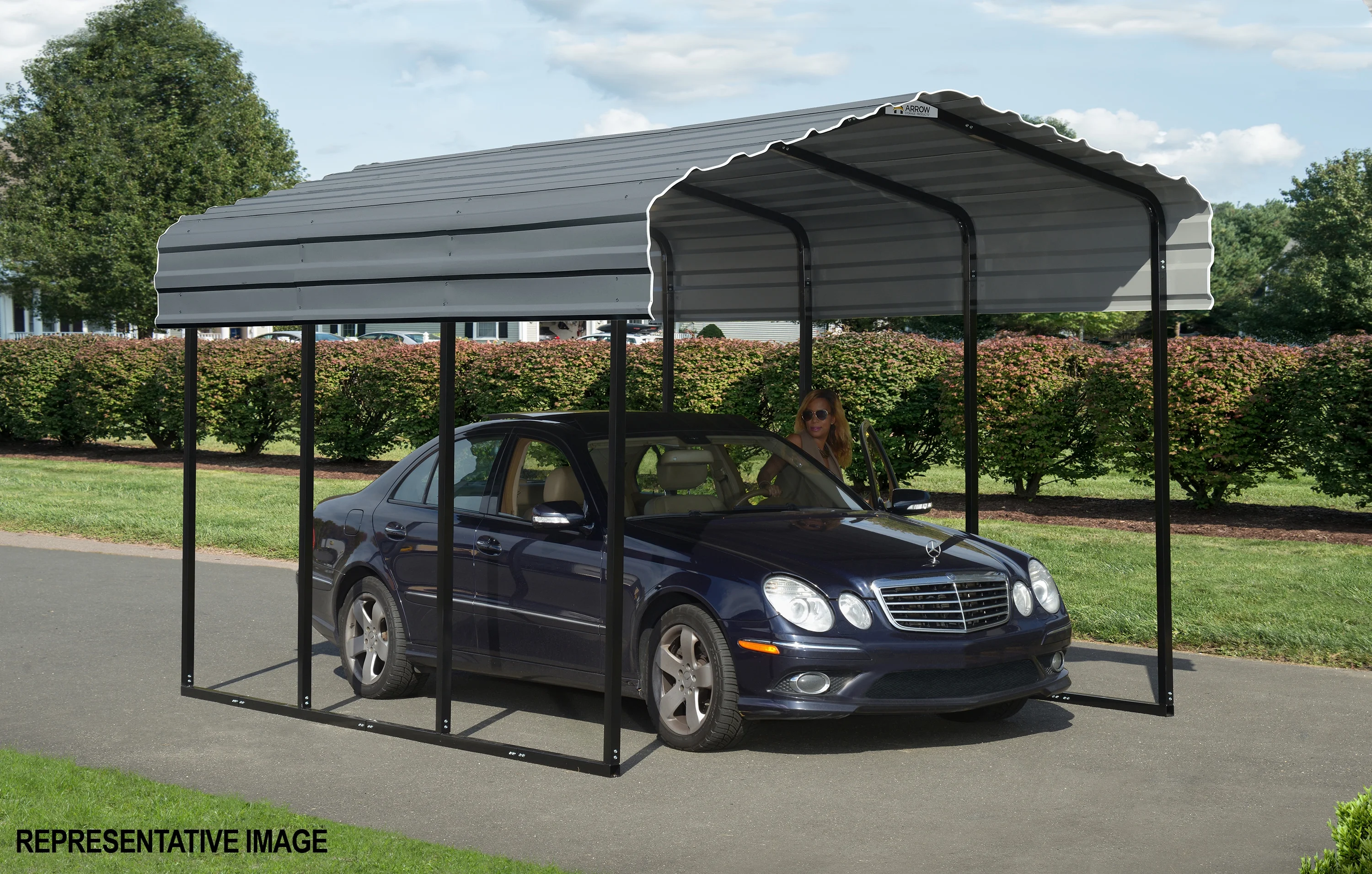Arrow Carport, 10 ft. x 29 ft. x 9 ft. Charcoal
