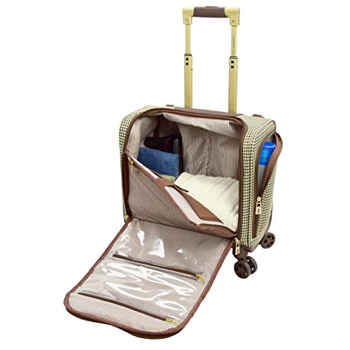 London Fog Oxford III 8-Wheel Under Seat Bag, Black-White, Carry-On 15-Inch