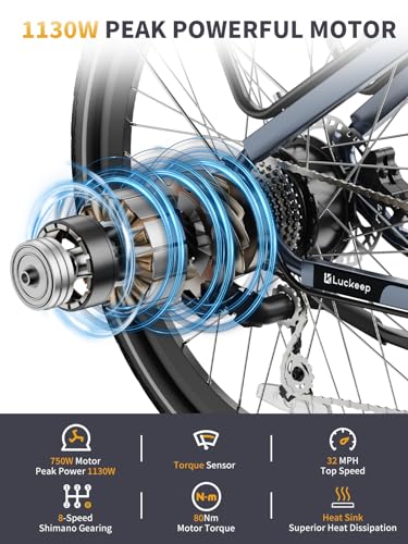 Electric Bike for Adults 1130W Peark Motor, 48V 20AH-45AH SAMSUNG Battery, Max 80 Miles 27.5" Ebike up to 32MPH, E-Bike with Torque Sensor, Front Suspension & Dual Hydraulic Brakes, App Control E Bike