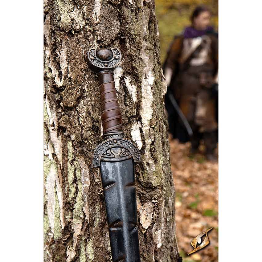Battleworn Celtic Leaf LARP Sword - 100 cm | Leather by Medieval Collectibles