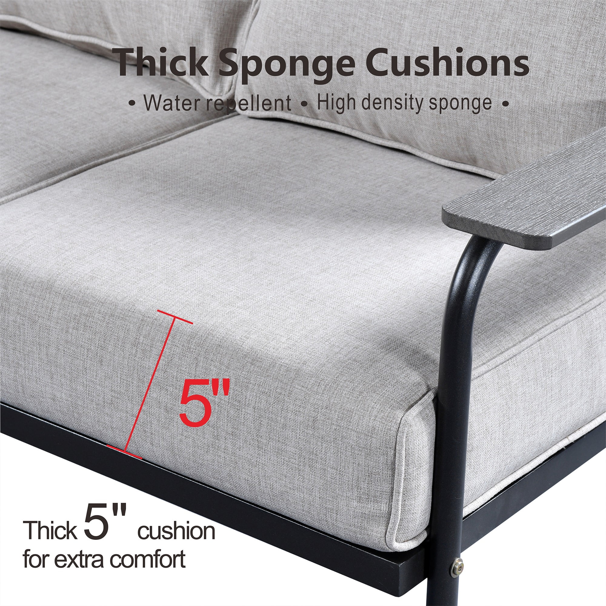 Ovios 4 Pieces Outdoor Patio Furniture Wicker Conversation Set Outdoor Sectional Sofa Couch with Coffee Table