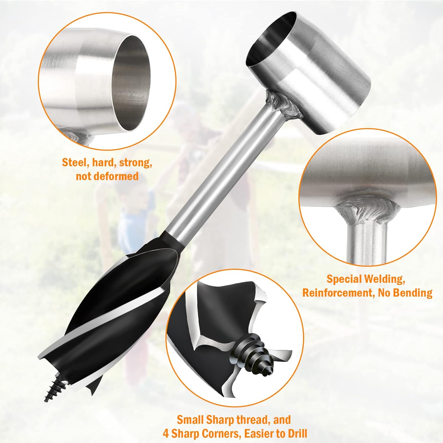 Beslands Survival Settlers Tools Bushcraft Hand Auger Settlers Wrench Survival Bushcraft Gear Scotch Eye Wood Auger Drill Peg, Manual Hole Maker Bushcraft Tools for Bushcraft Backpack Outdoor Camping