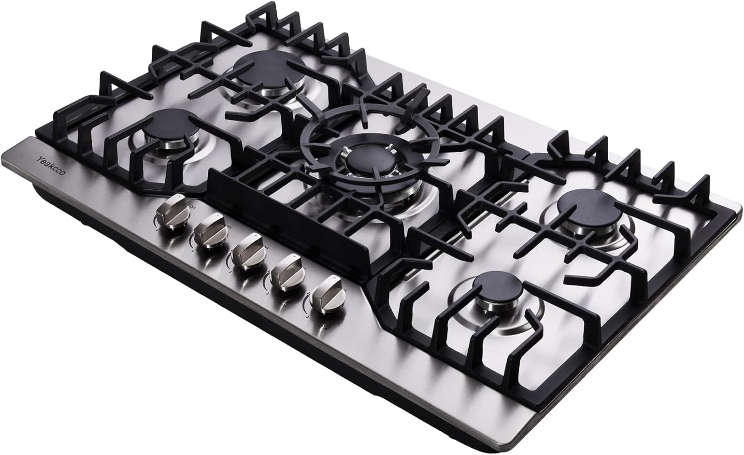Gas Cooktop 30 Inch, Stainless Steel 5 Burners Built-in Gas Stovetop Propane/Natural Gas Convertible Stove Top Dual Fuel Gas Hob