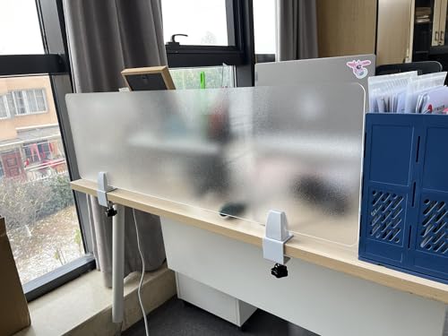 Acoustic Desk Privacy Panel 6 4 2 1 Pack Desk Privacy Panel Desk Divider, Acrylic Free Standing Screen Home Office Partitions for Table Top Workstation, Cubicle Panel with 2 Clamps(120X40CM/47.2X15.7I