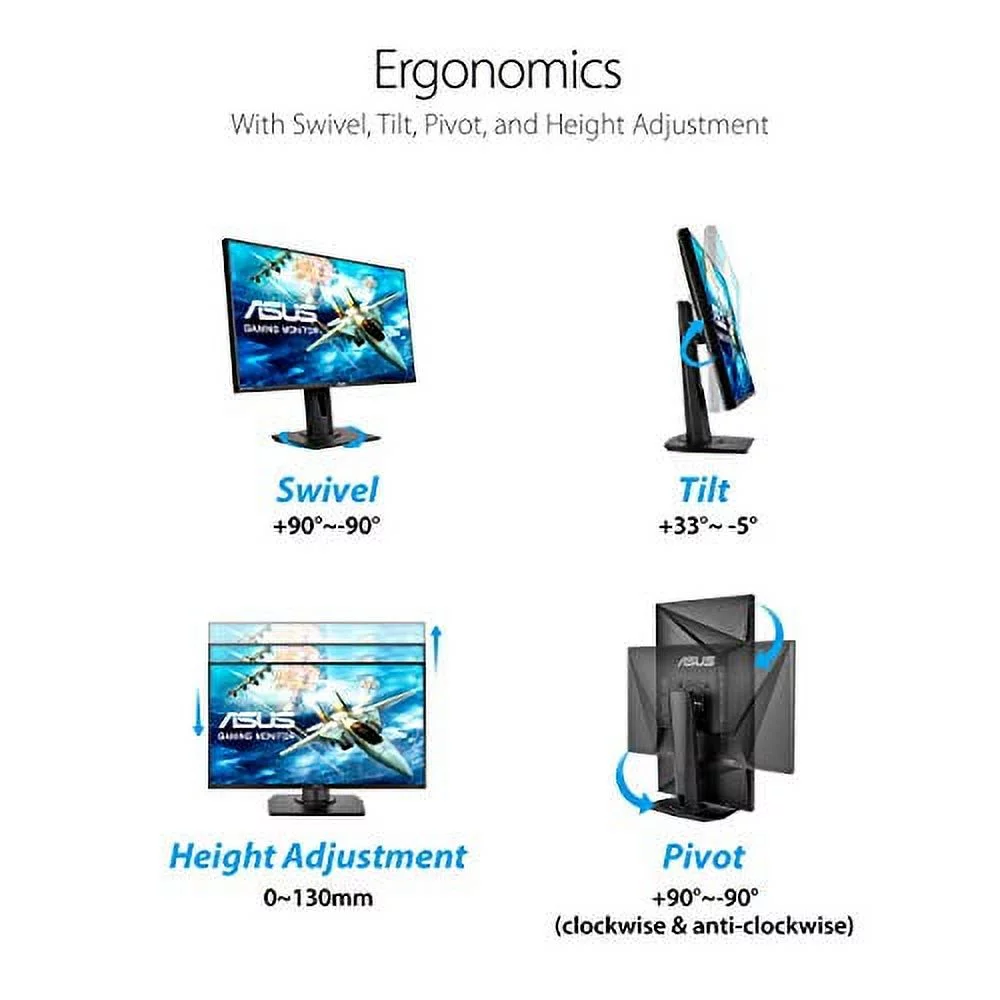 Asus VG278QR 27? Gaming Monitor, 1080P Full HD, 165Hz (Supports 144Hz), G-SYNC Compatible, 0.5ms, Extreme Low Motion Blur, Eye Care, DisplayPort HDMI DVI