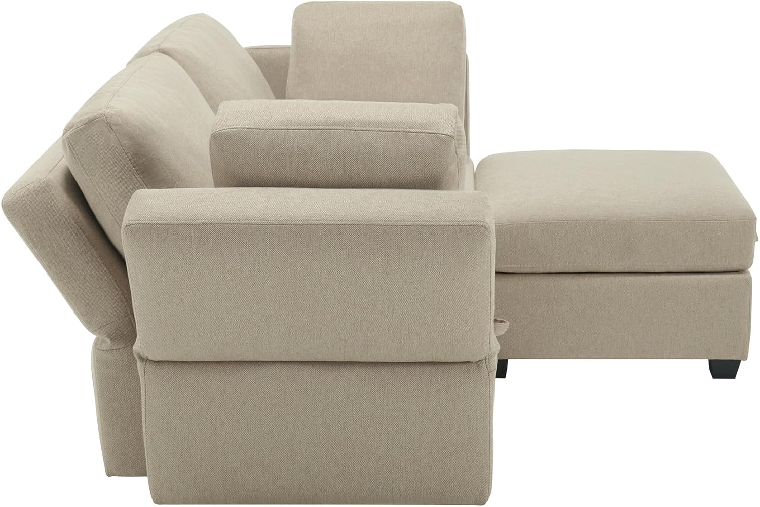 Space Saving Small Sectional Sofa with Ottoman, 2 Seater Sofa with 1 Ottoman, All Seats and Ottomans with Storage Function - Beige